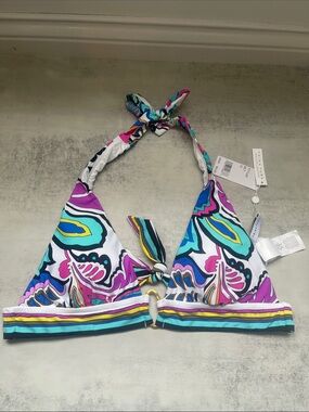 Trina Turk Swim & Spa Collection Floral Multicolor Halter Bikini Swimsuit Top